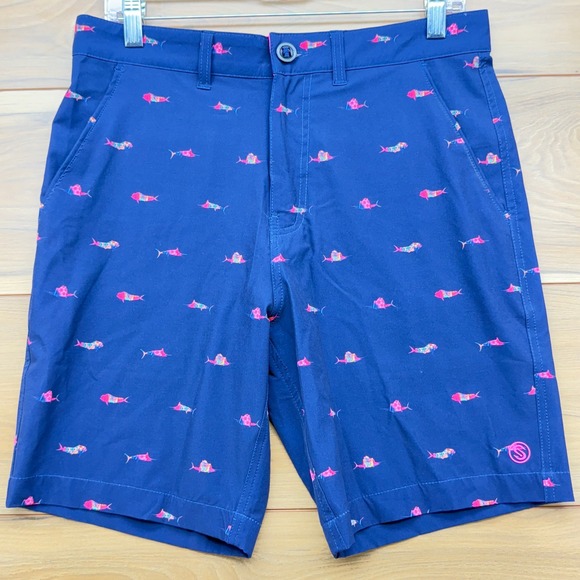 Scales Gear Trippy Fish Walkshorts Mens Size 30 Casual Flat Front Blue - Picture 1 of 8